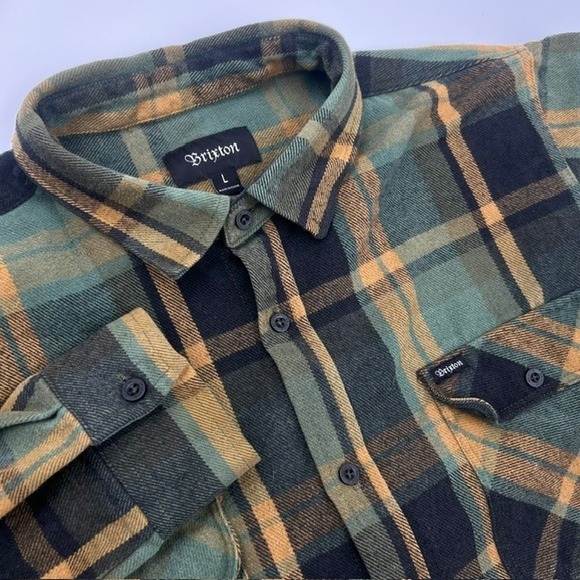 Brixton Other - Brixton Men's Large Plaid Green And Black Flannel Long Sleeve Button Up Shirt